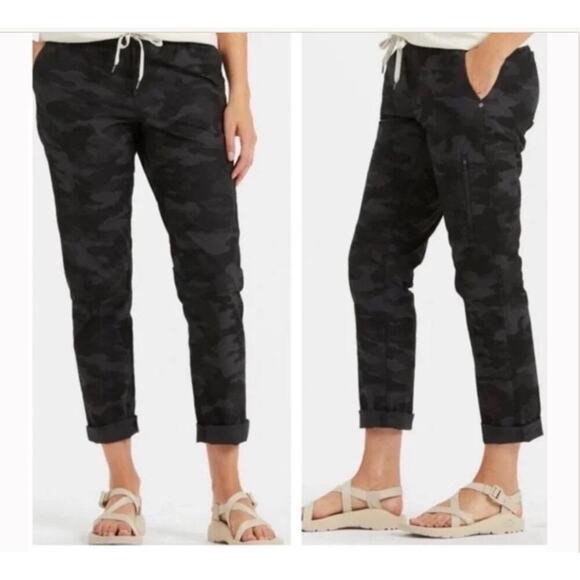 Vuori Pants Gray Black Camouflage Ripstop Cargo Canvas Drawstring Womens XS - Picture 1 of 11